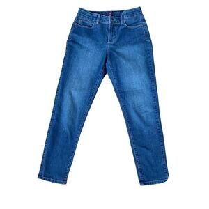 NYDJ Womens 4 Lift-Tuck Ankle Skinny Jeans Blue Mid-Rise Stretch 5-Pocket Denim